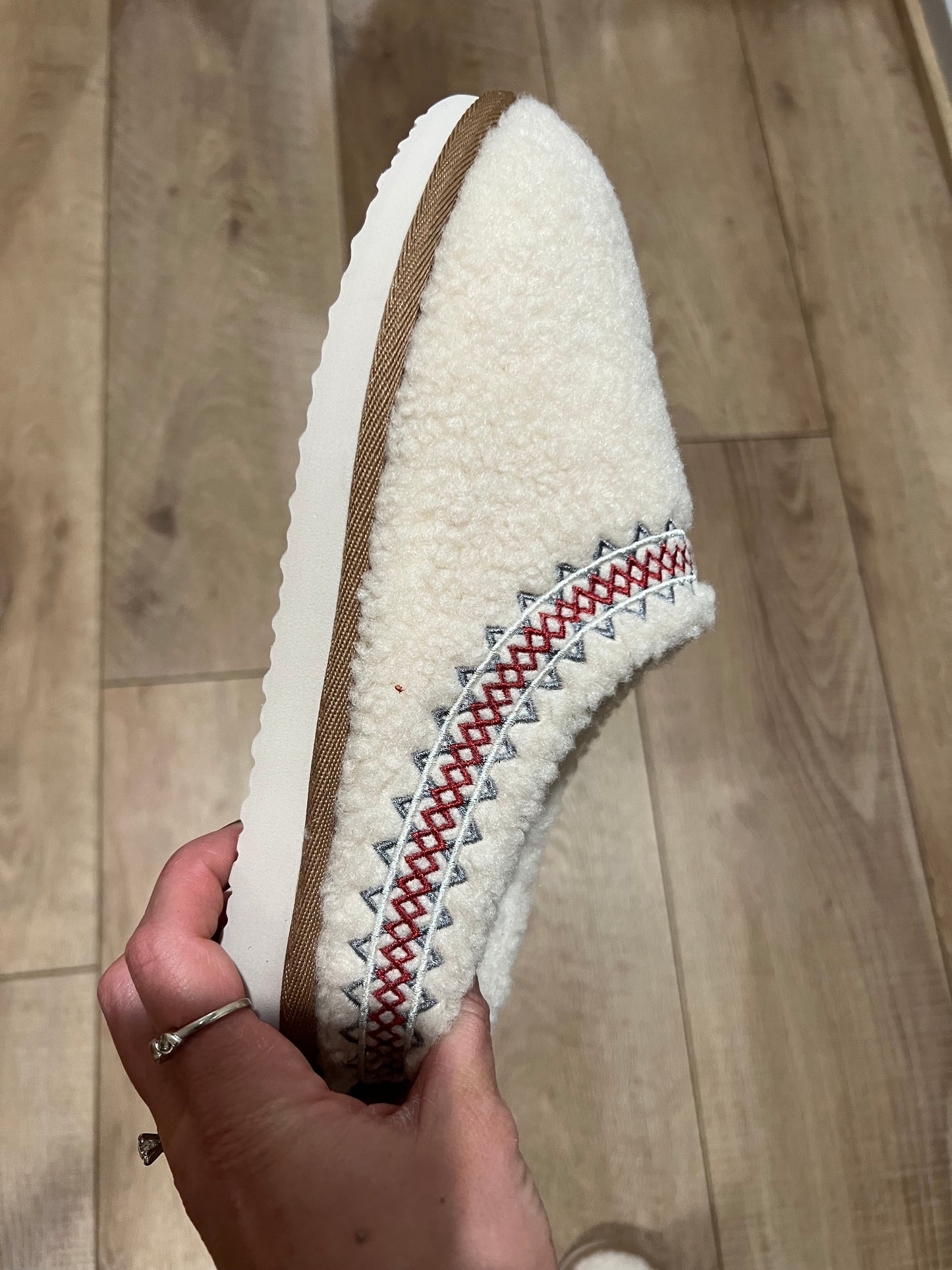 Very G Cream Sherpa Slip On Shoes