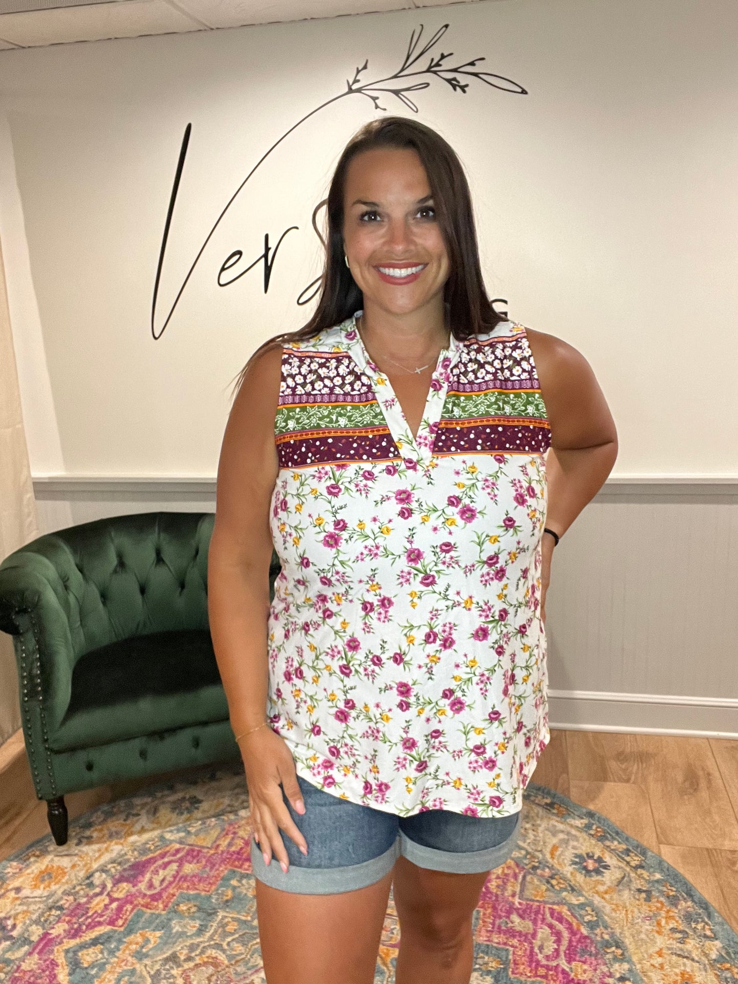 Burgundy Floral Tank