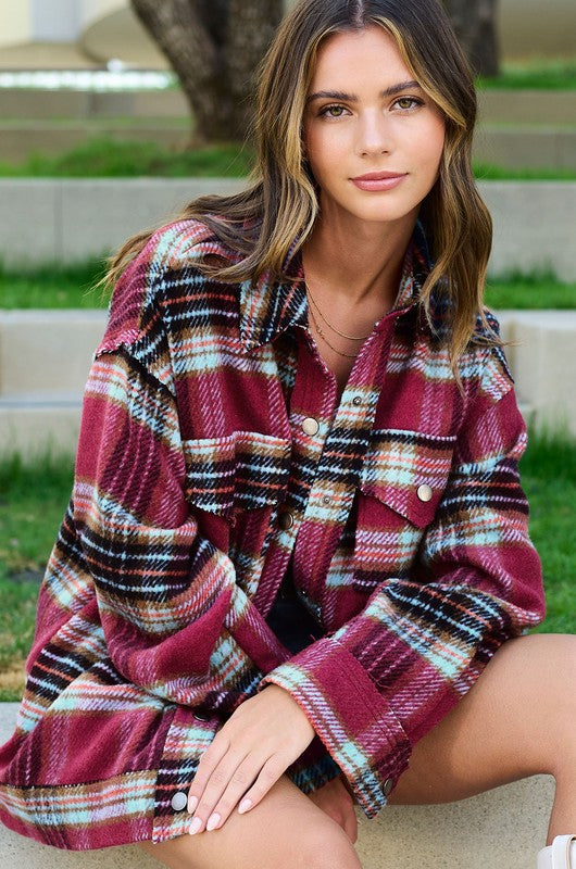 Plaid Button Jacket (2 Colors)