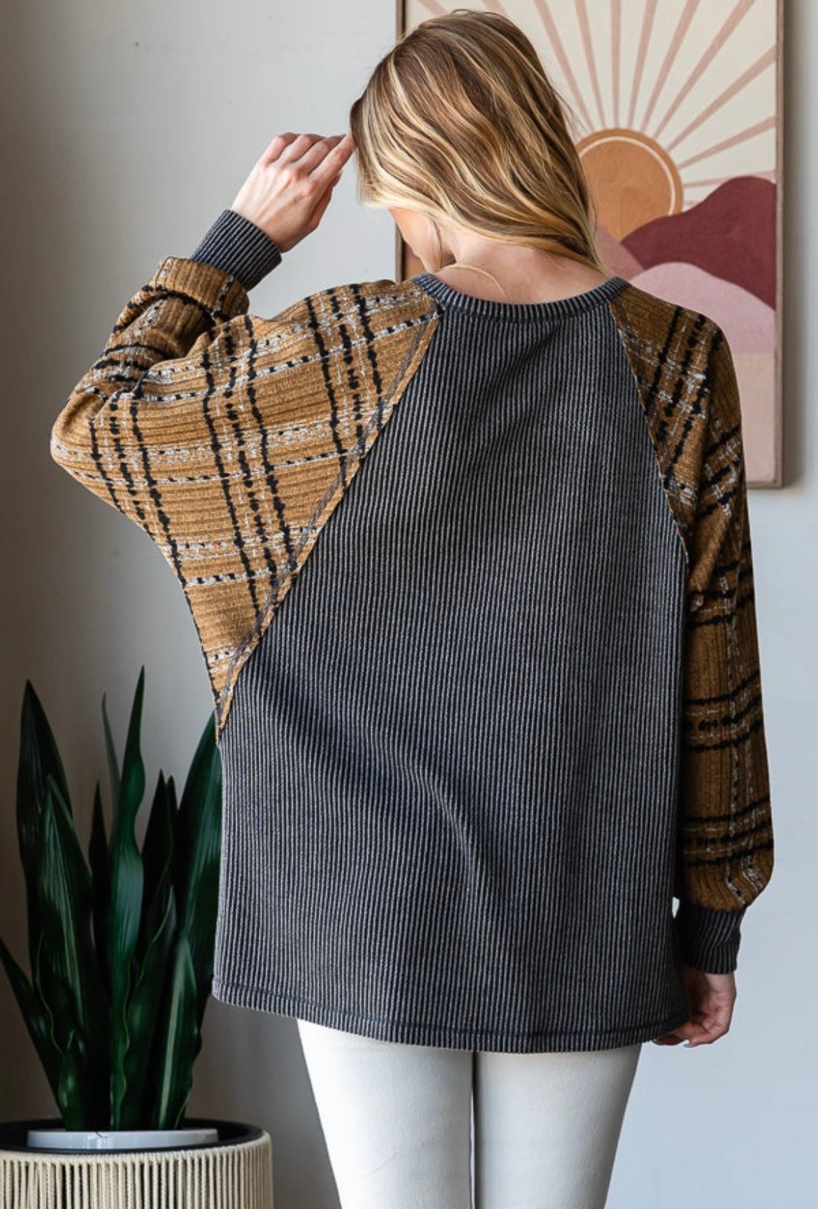 Plaid Ribbed Long Sleeve