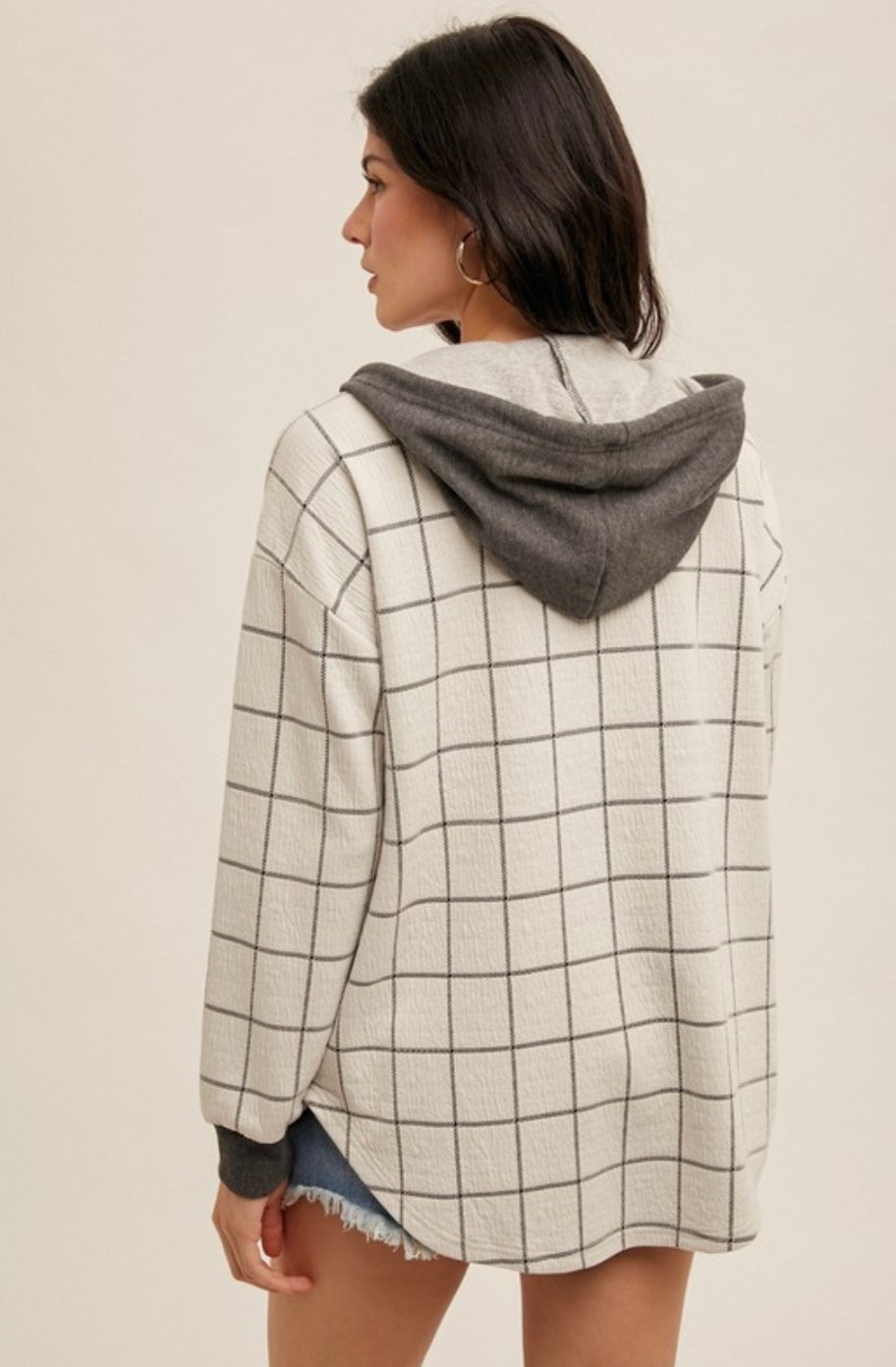 Ivory Check Button Down Jacket