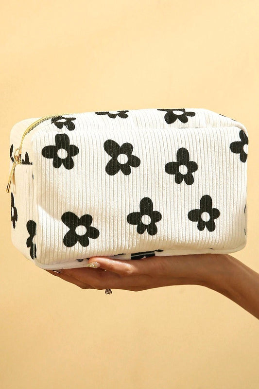Floral Corduroy Zipper Pouch (3 Colors)