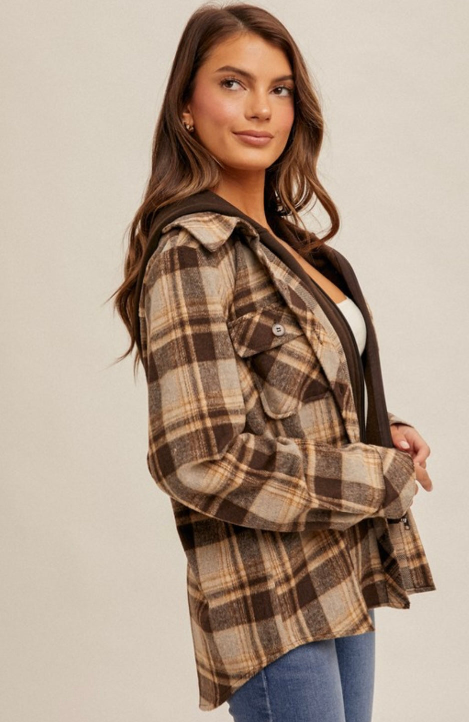 Button Down / Zip Plaid Jacket (2 Colors)