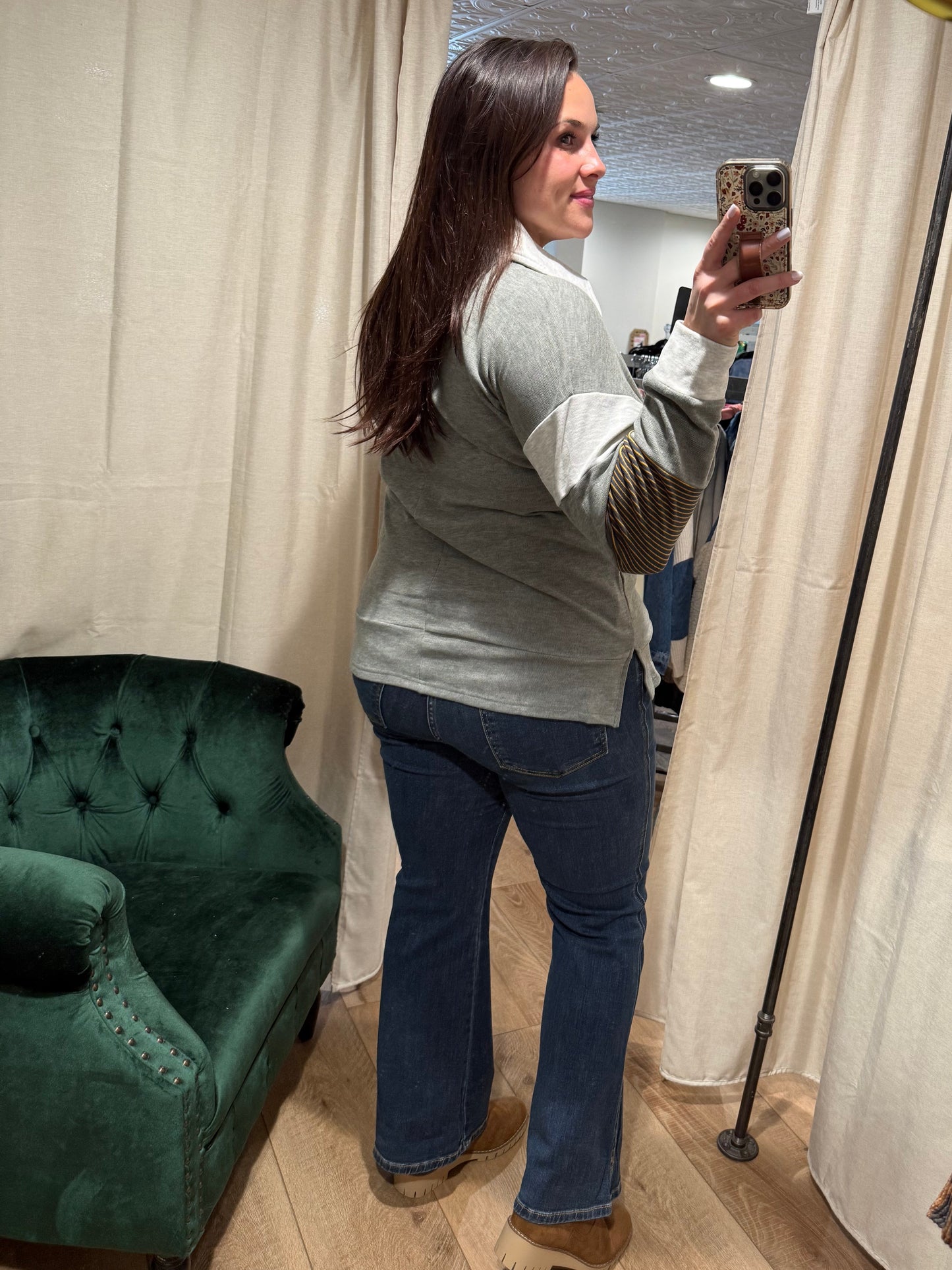 Olive Striped Pullover