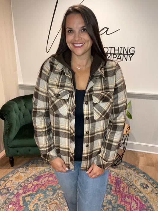 Button Down / Zip Plaid Jacket (2 Colors)