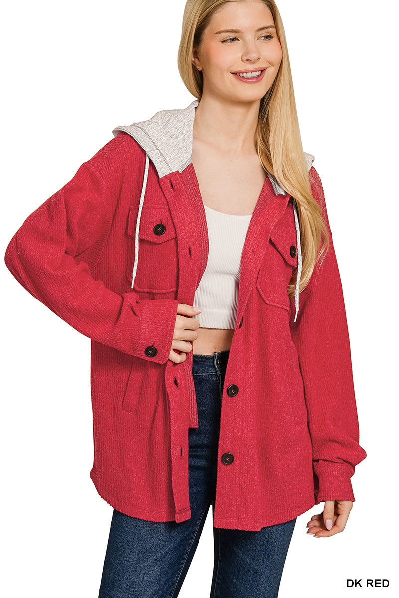 Red Ribbed Shacket