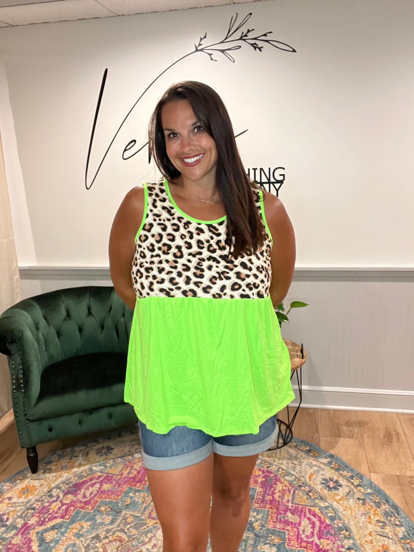 Neon Green / Leopard Tank