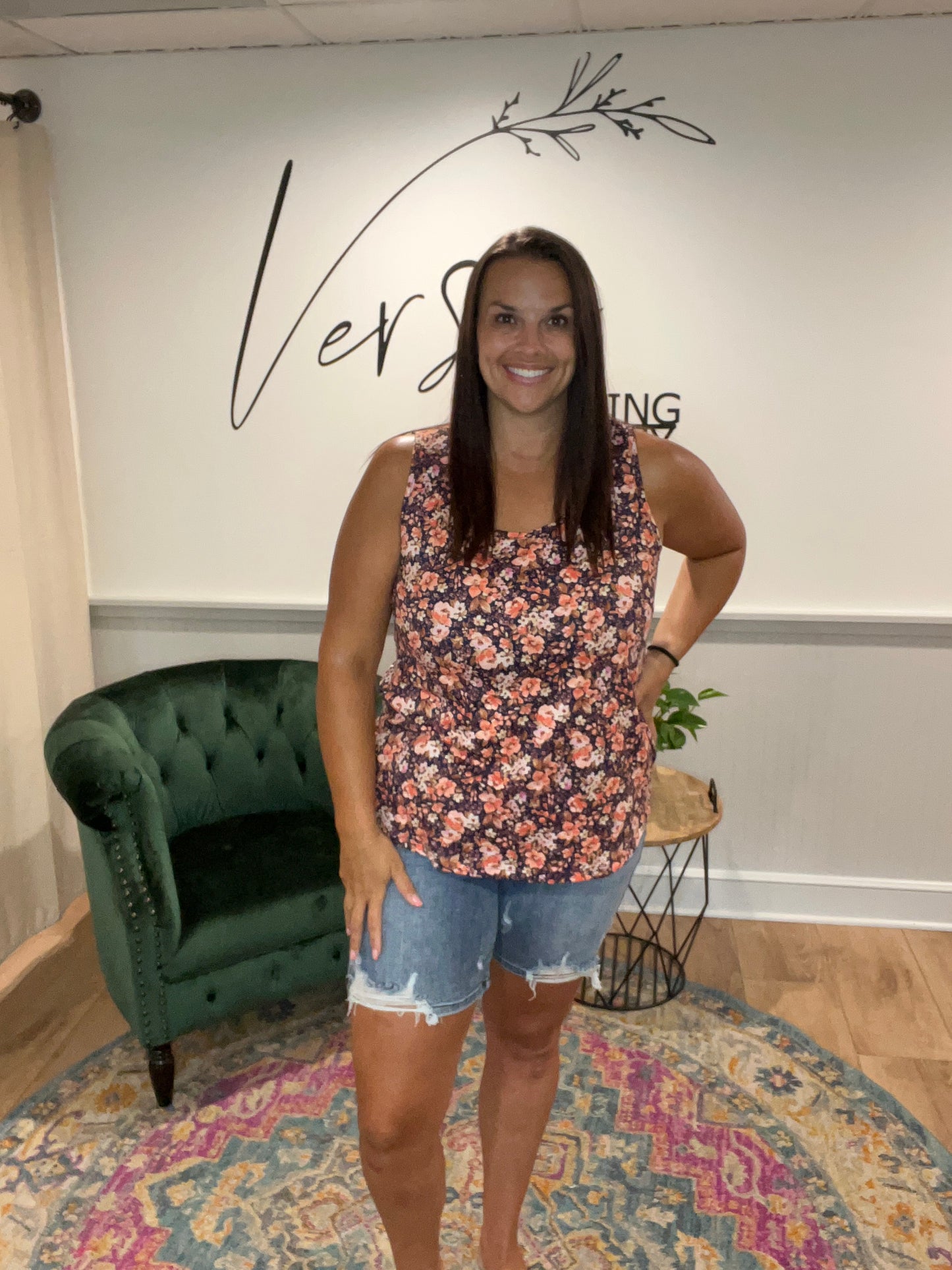 Navy Floral Tank