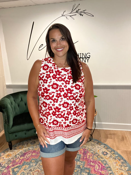 Red Floral Tank
