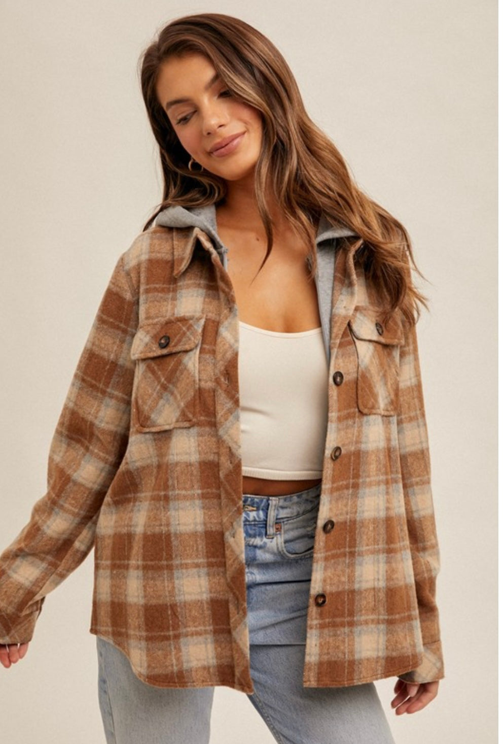 Button Down / Zip Plaid Jacket (2 Colors)