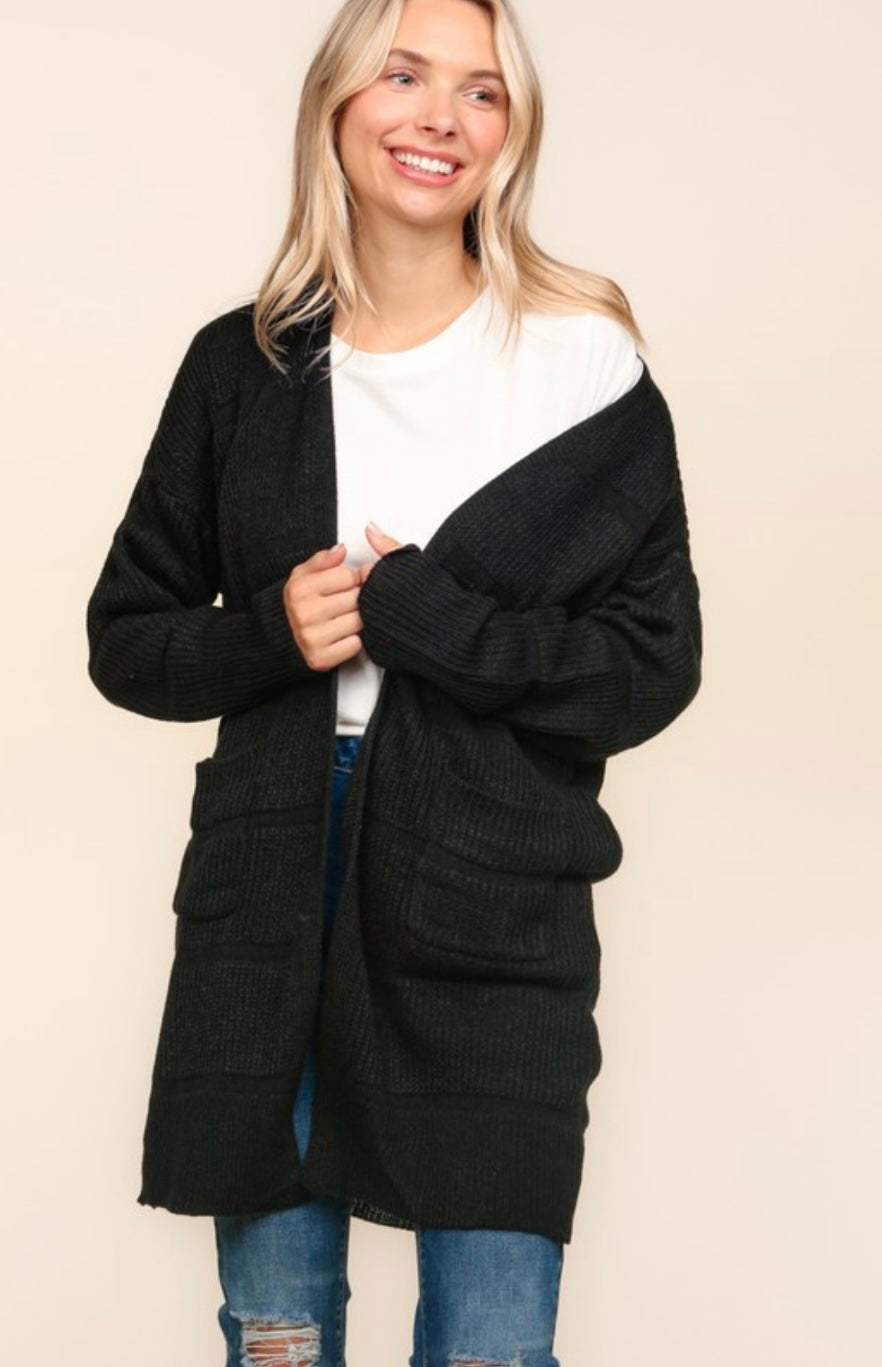 Textured Long Cardigan with Pockets (2 Colors)