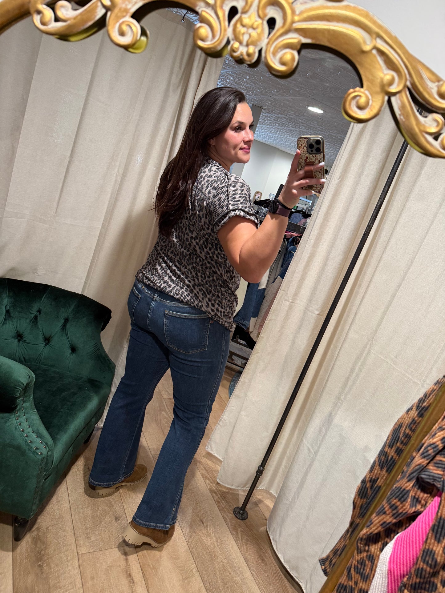 Taupe Leopard Ribbed Short Sleeve