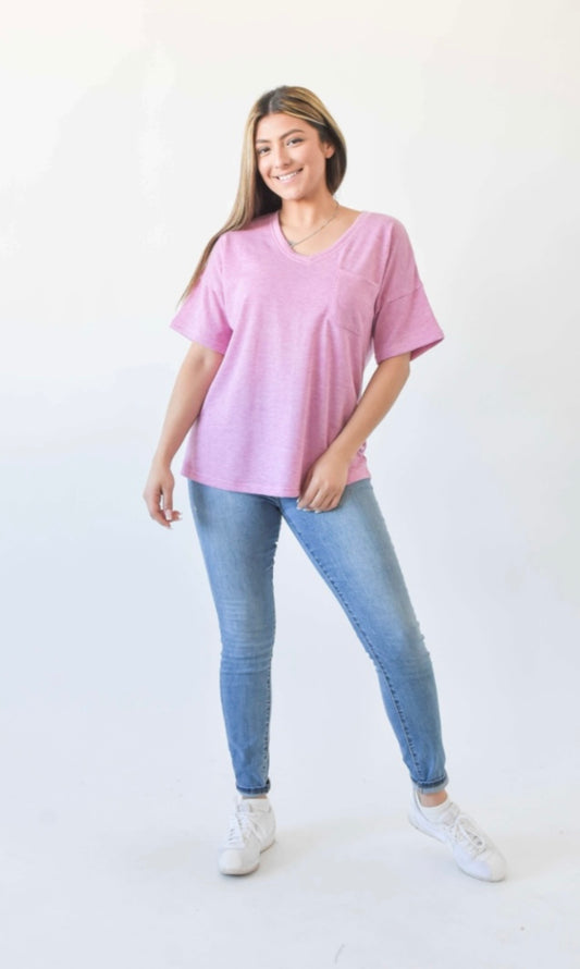Plum Pocket Tee