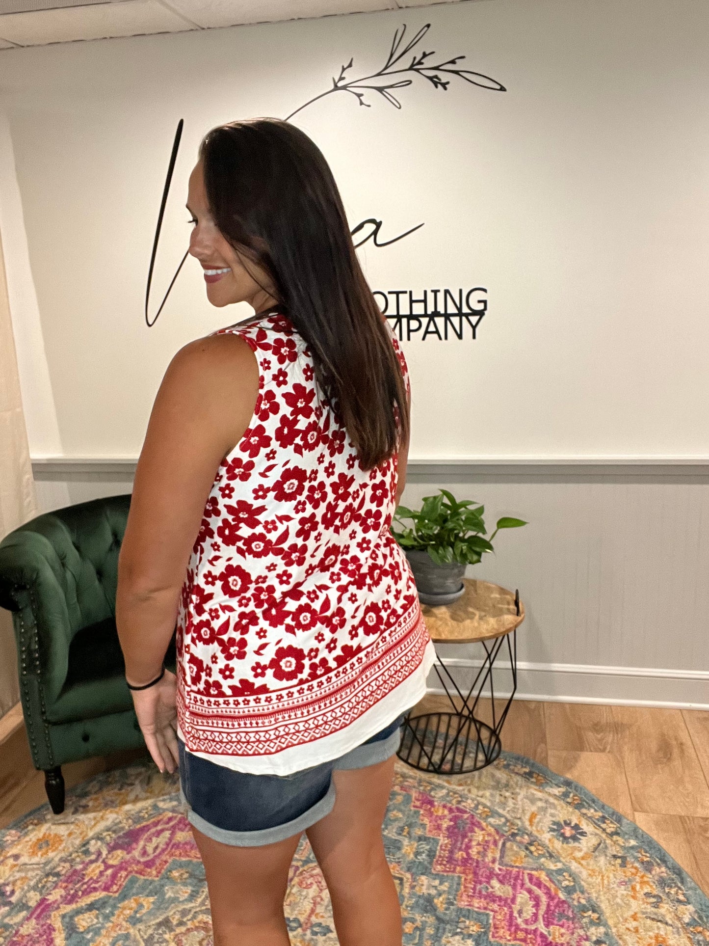 Red Floral Tank