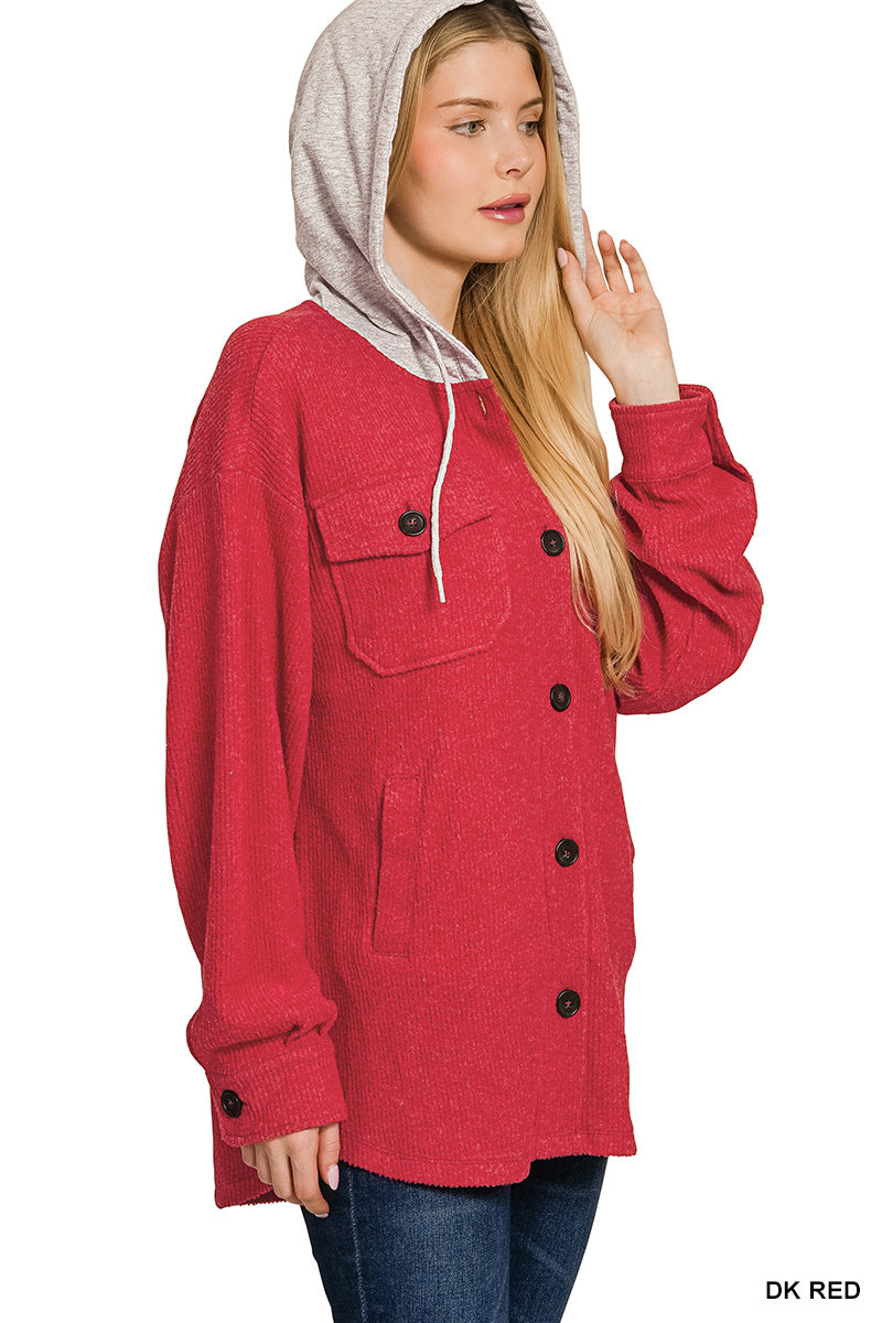 Red Ribbed Shacket
