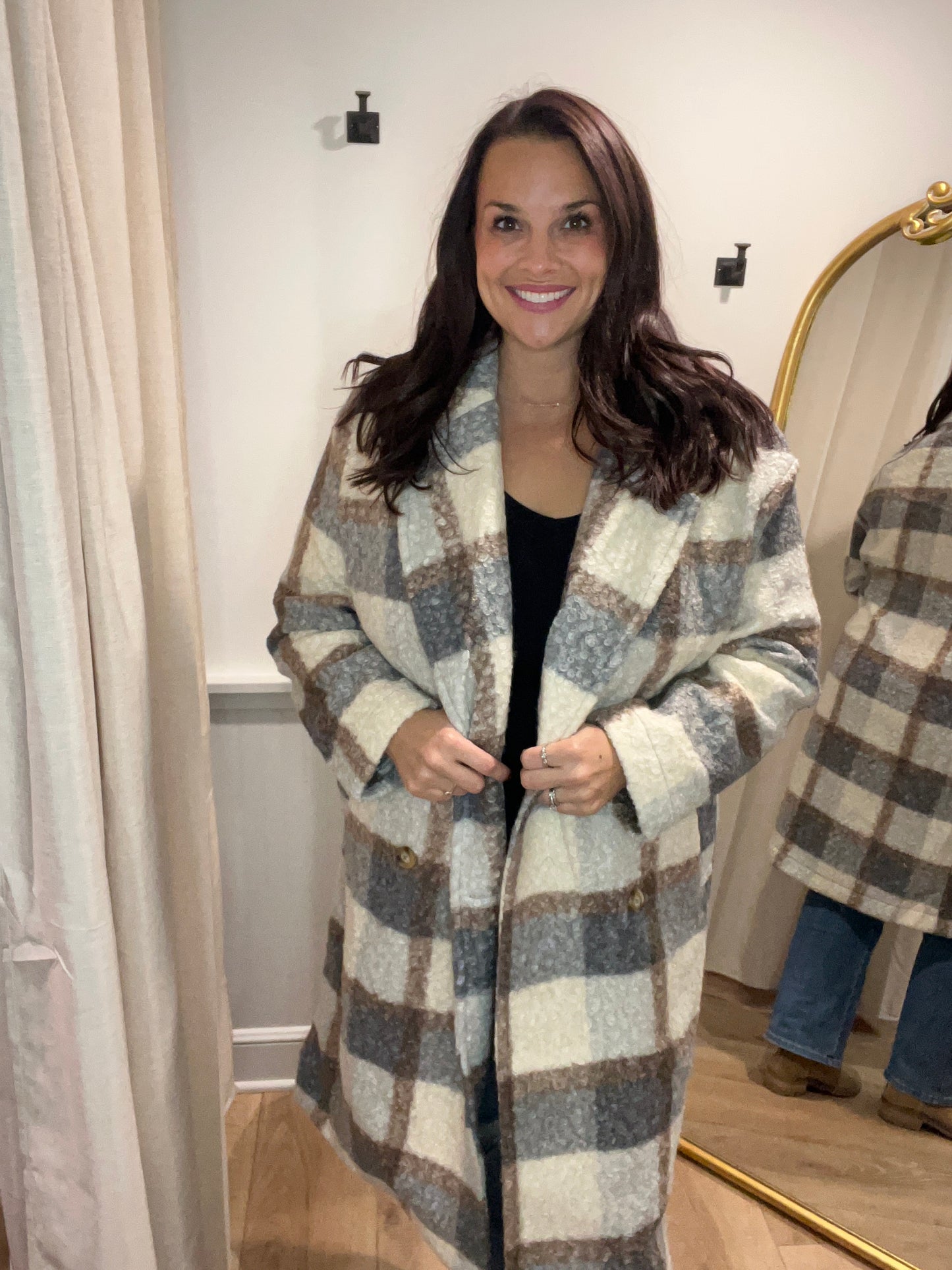 Plaid Button Coat (3 Colors)