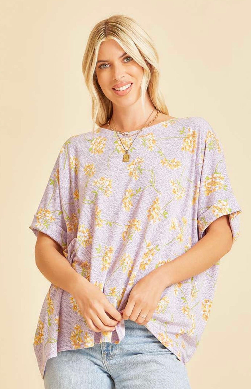 Lavender / Yellow Floral Short Sleeve