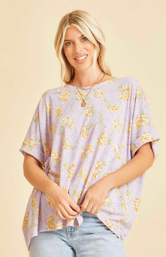 Lavender / Yellow Floral Short Sleeve