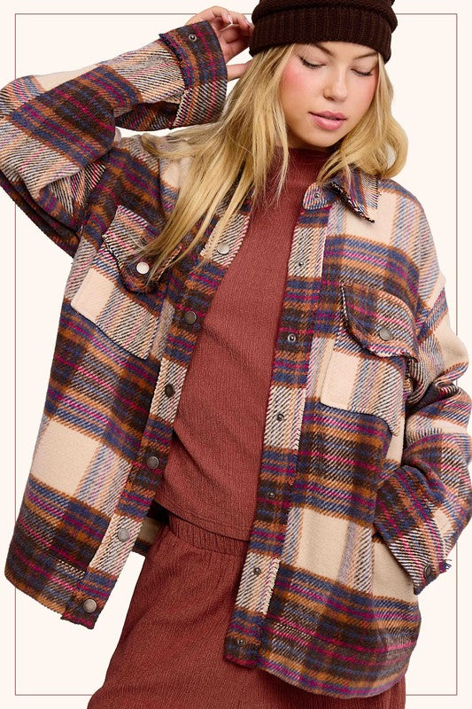 Plaid Button Jacket (2 Colors)