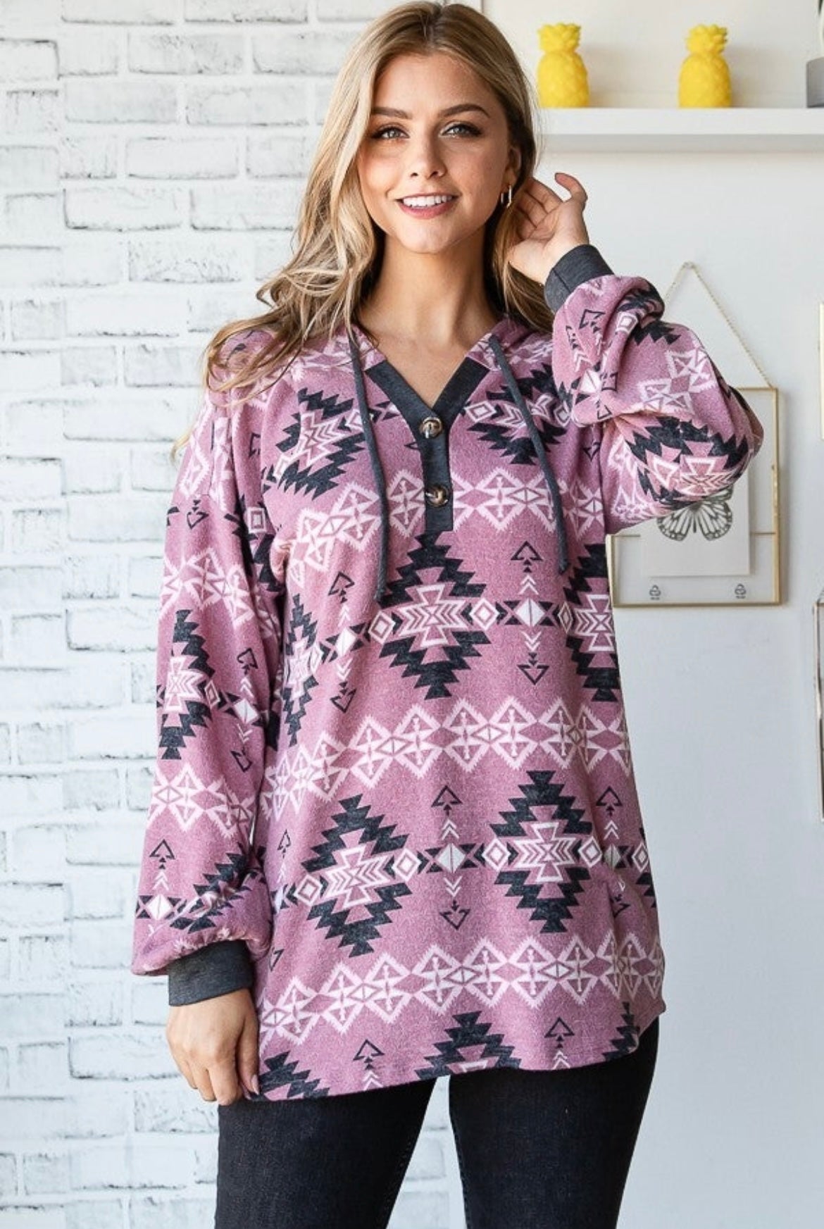 Mauve Aztec Hoodie