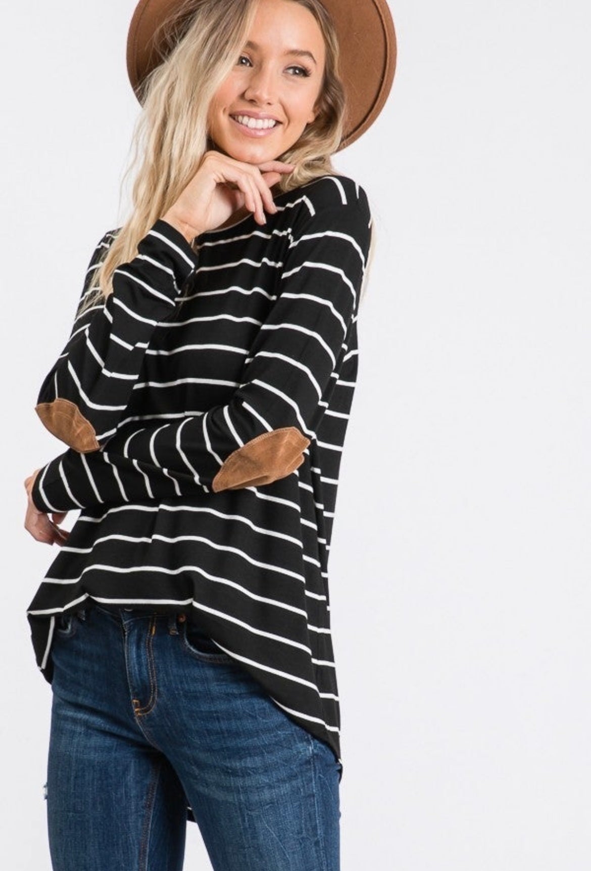 Black / Ivory Stripe with Elbow Patch