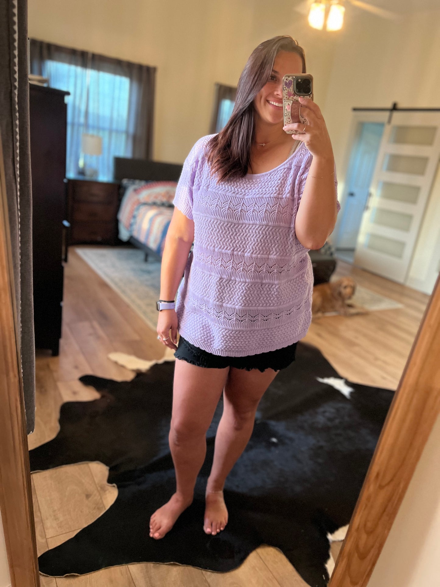 Lilac Knit Short Sleeve