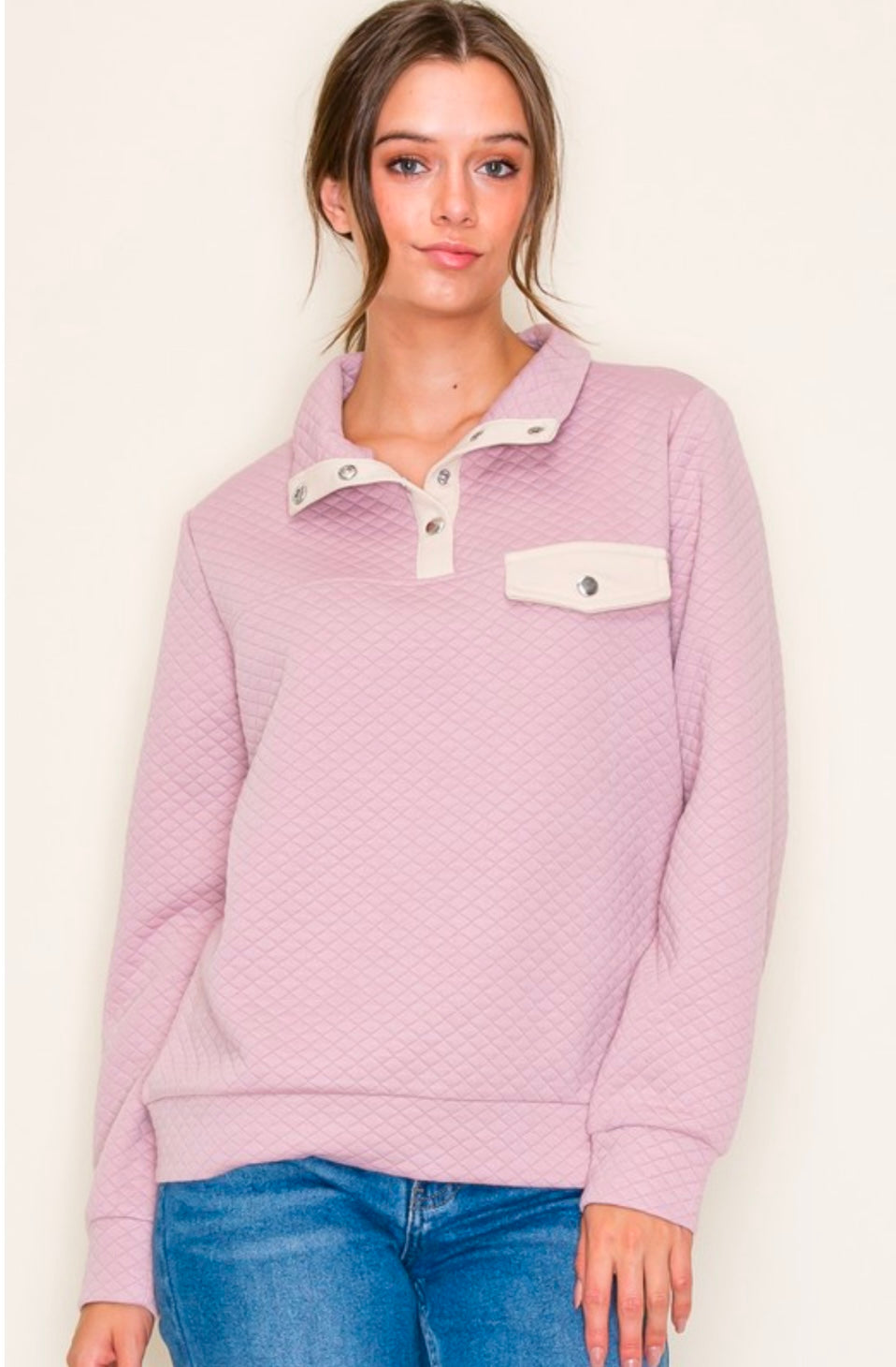 Pink Quilted Quarter Zip