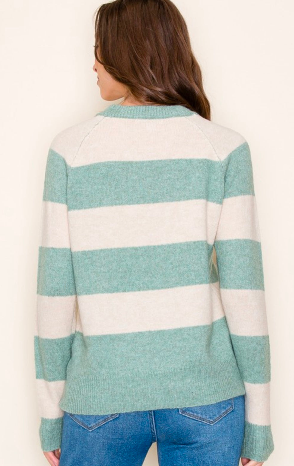 Dark Mint Striped Sweater