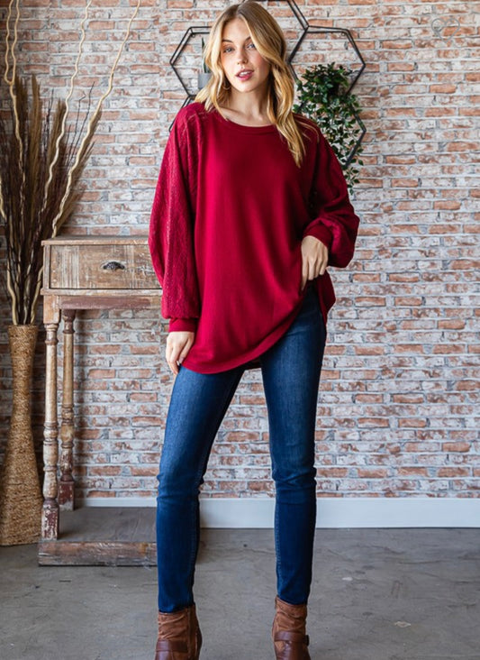 Suéter con mangas de encaje (2 colores)