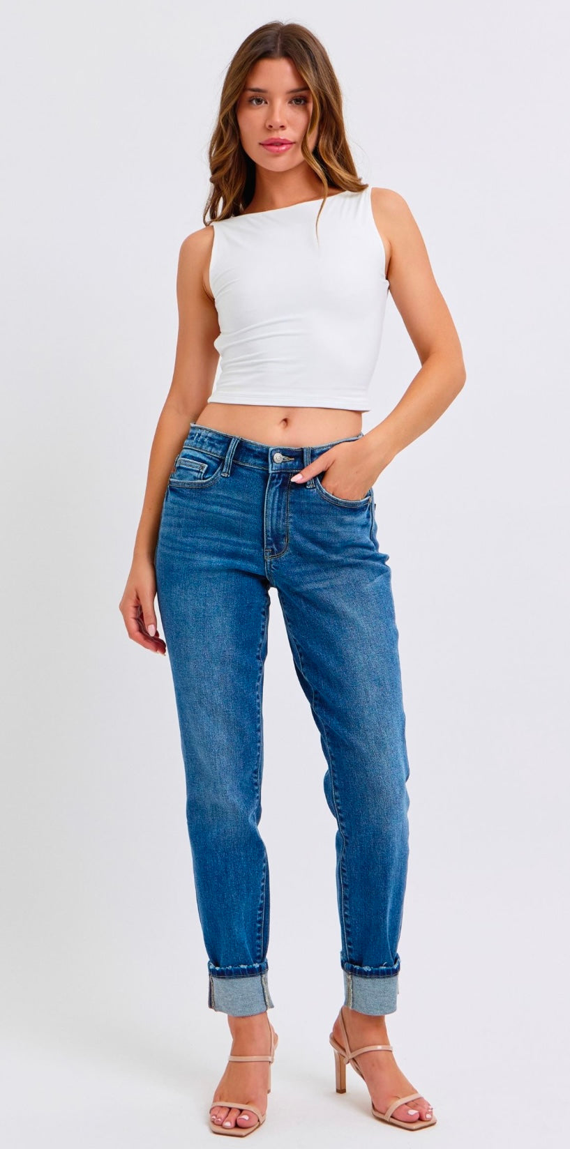 Judy Blue Mid Rise Boyfriend Jeans