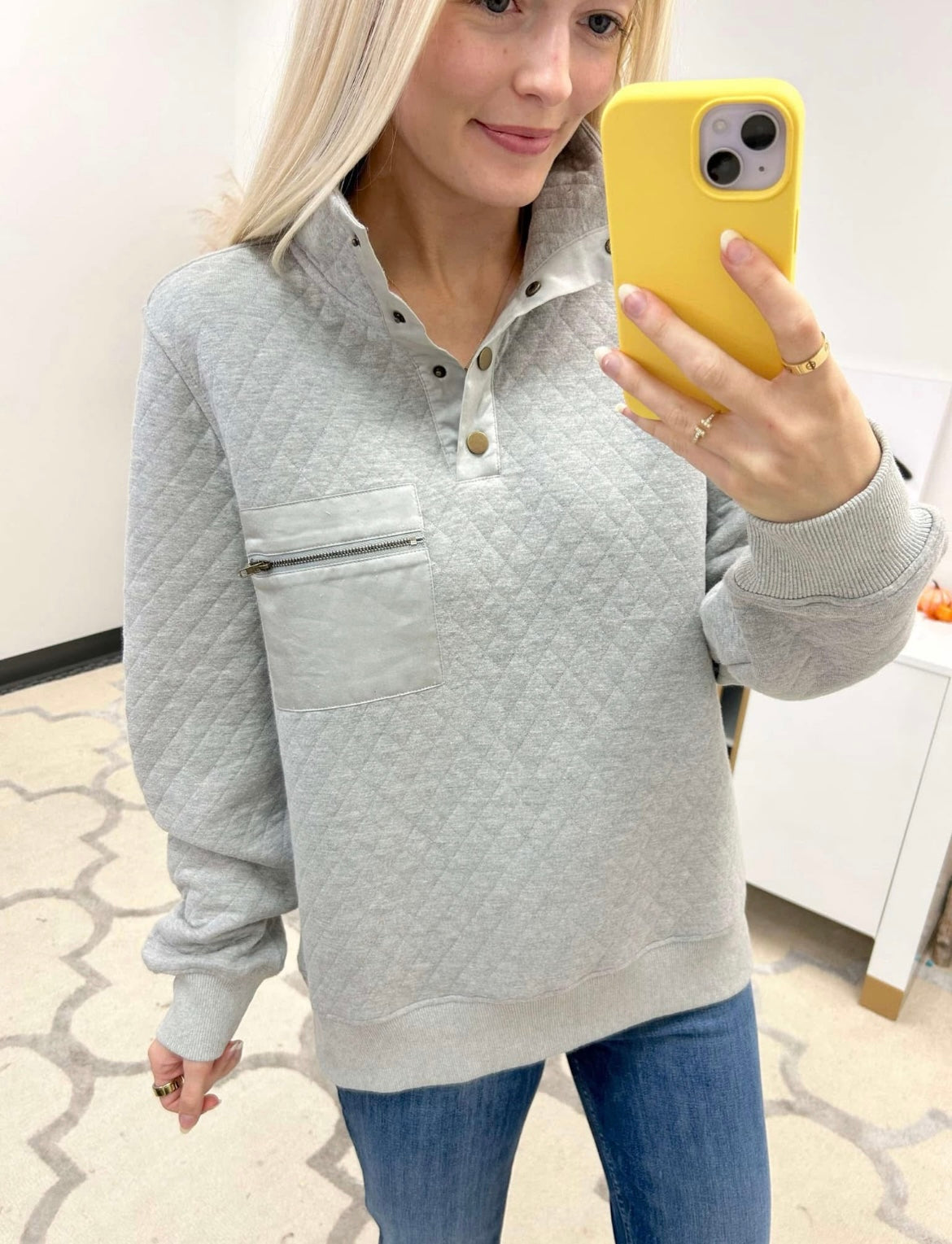 Grey Quilted Pullover