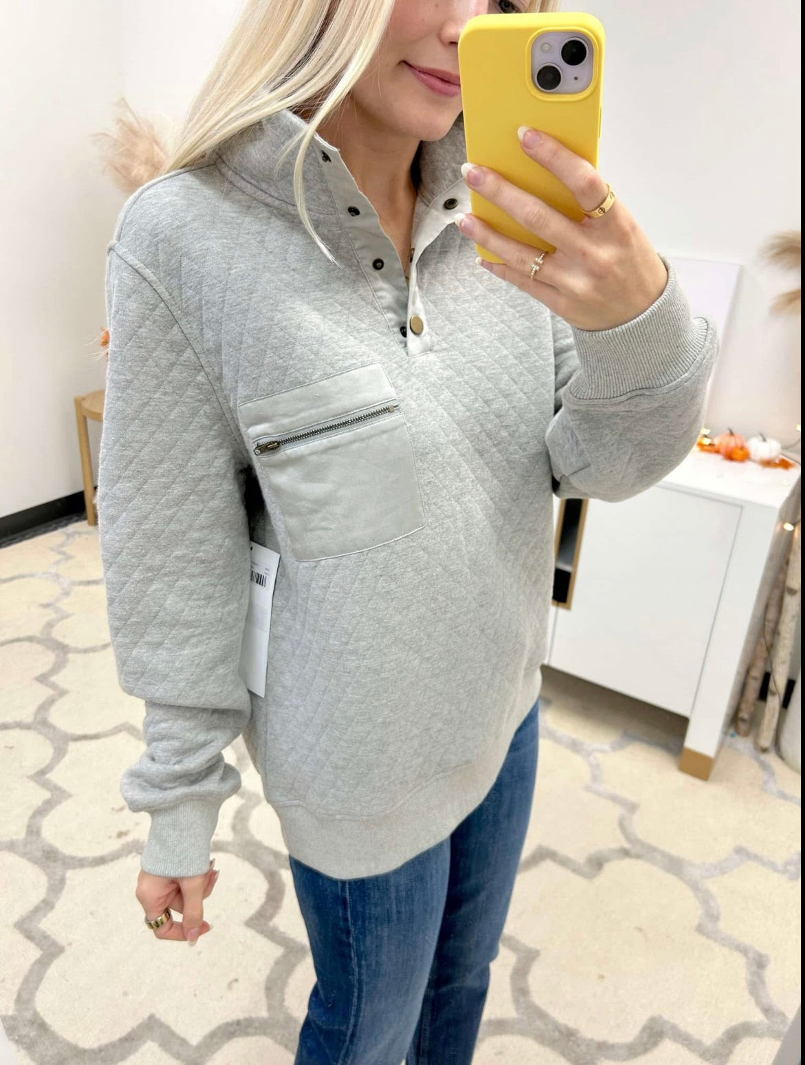 Grey Quilted Pullover