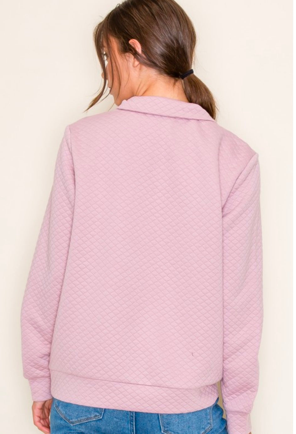 Pink Quilted Quarter Zip