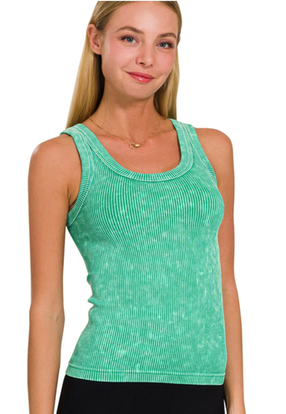 2 Way Neckline Ribbed Cropped Tank (2 Colors)