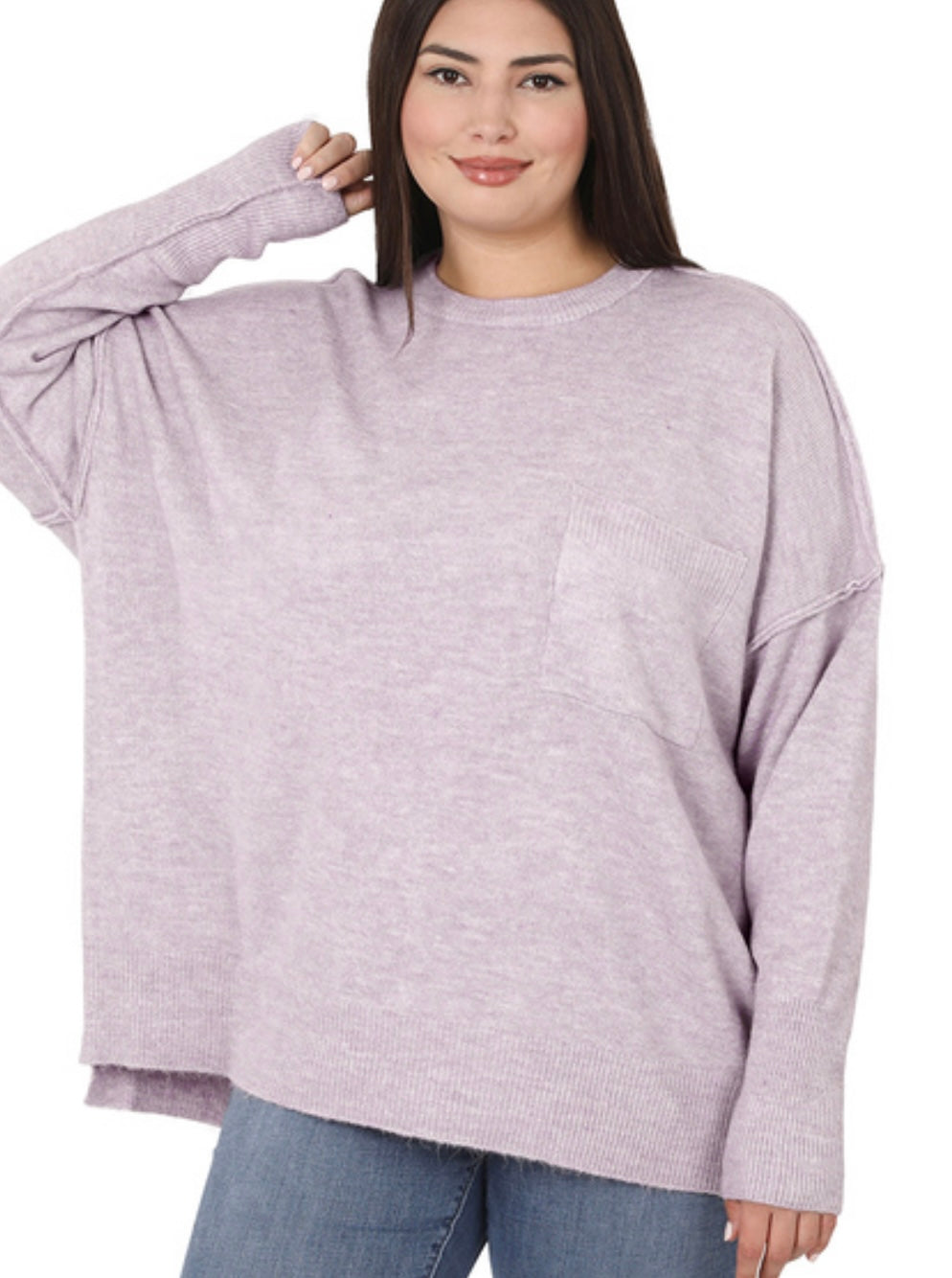 Plus Only - Melange Pocket Sweater (3 Colors)