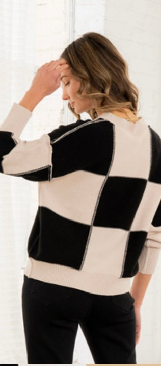 Ivory/ Black Checker Sweater