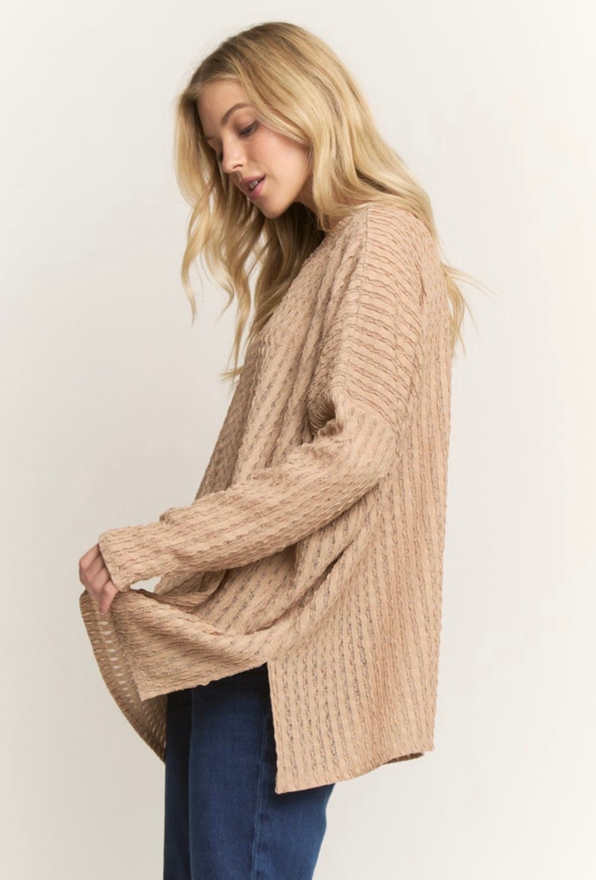 Sand Waffle Knit Long Sleeve