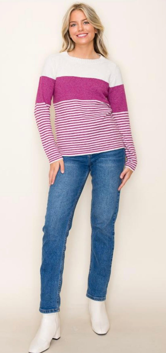 Magenta Striped Sweater