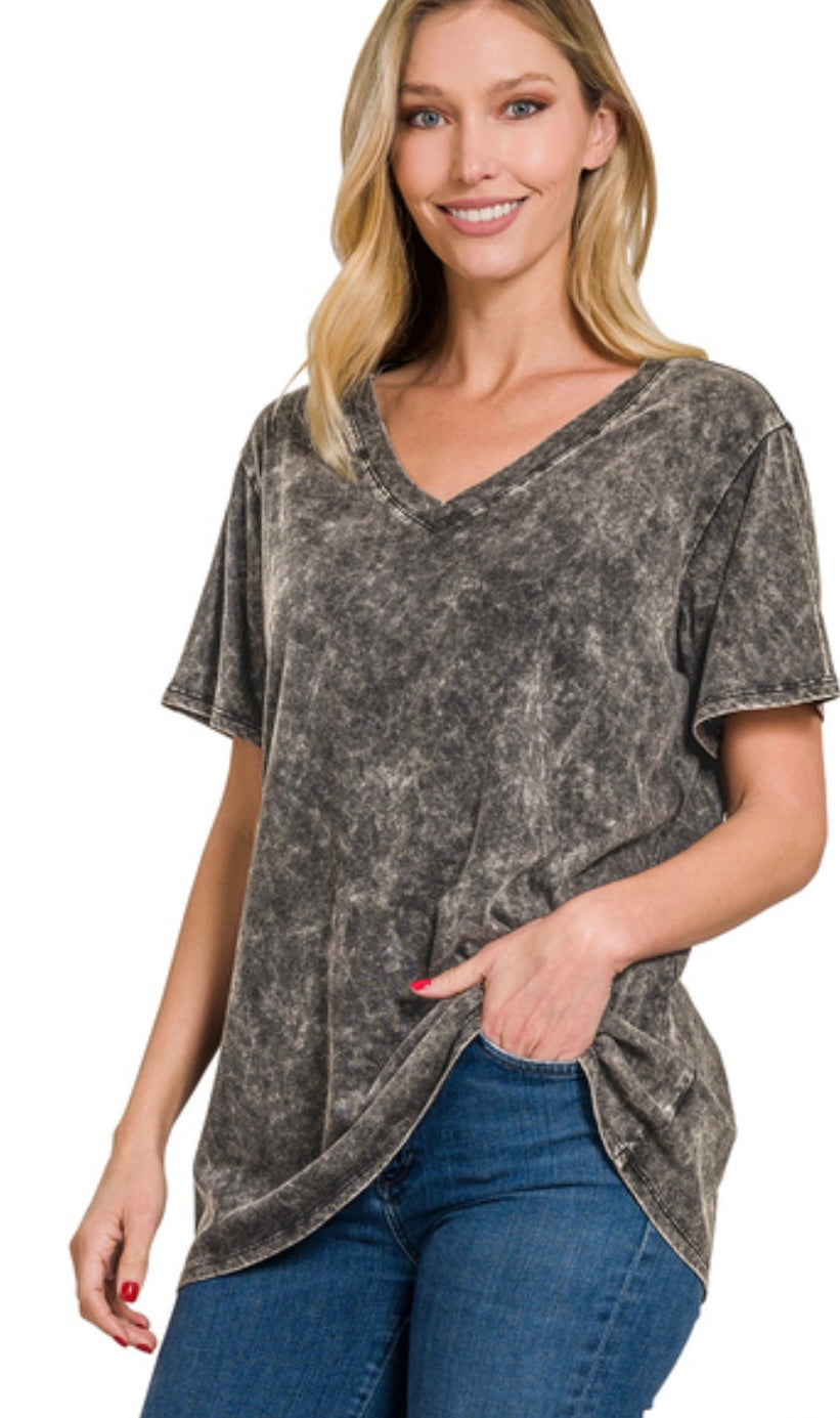 Mineral Wash Vneck (4 Colors)