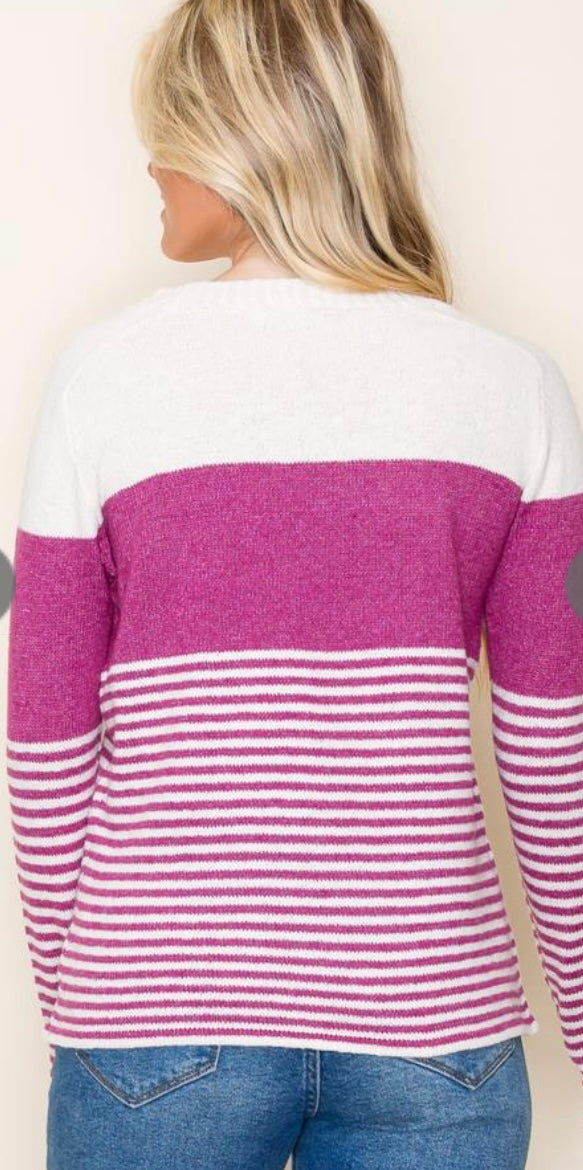 Magenta Striped Sweater