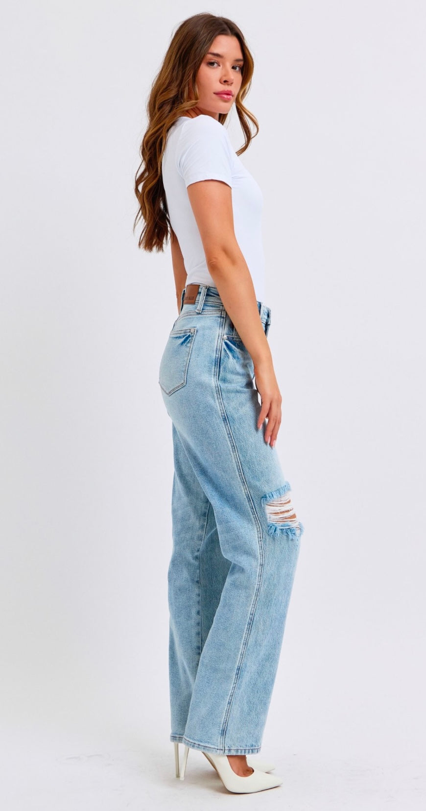 Judy Blue Distressed Rigid Magic Straight Leg Jeans