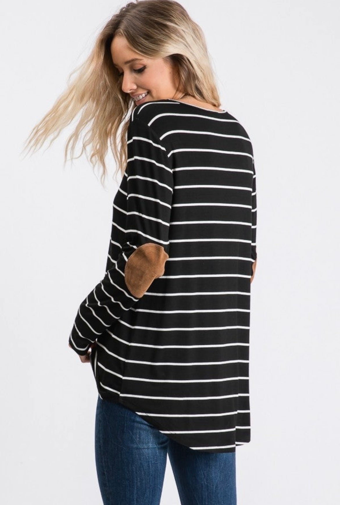 Black / Ivory Stripe with Elbow Patch