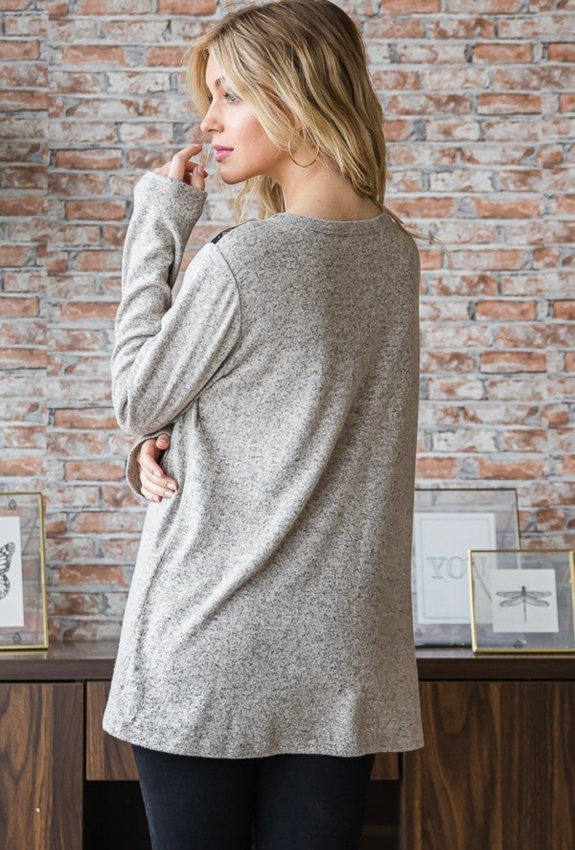 Oatmeal Long Sleeve with Lace Chest