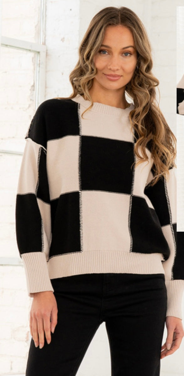 Ivory/ Black Checker Sweater