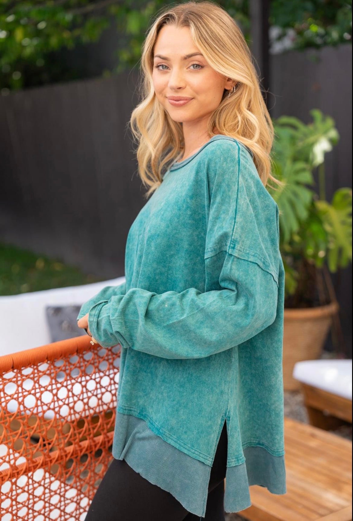 Teal Mineral Washed Longsleeve