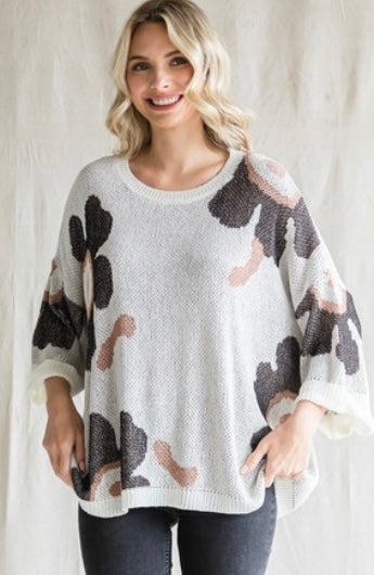 Ivory Floral Sweater