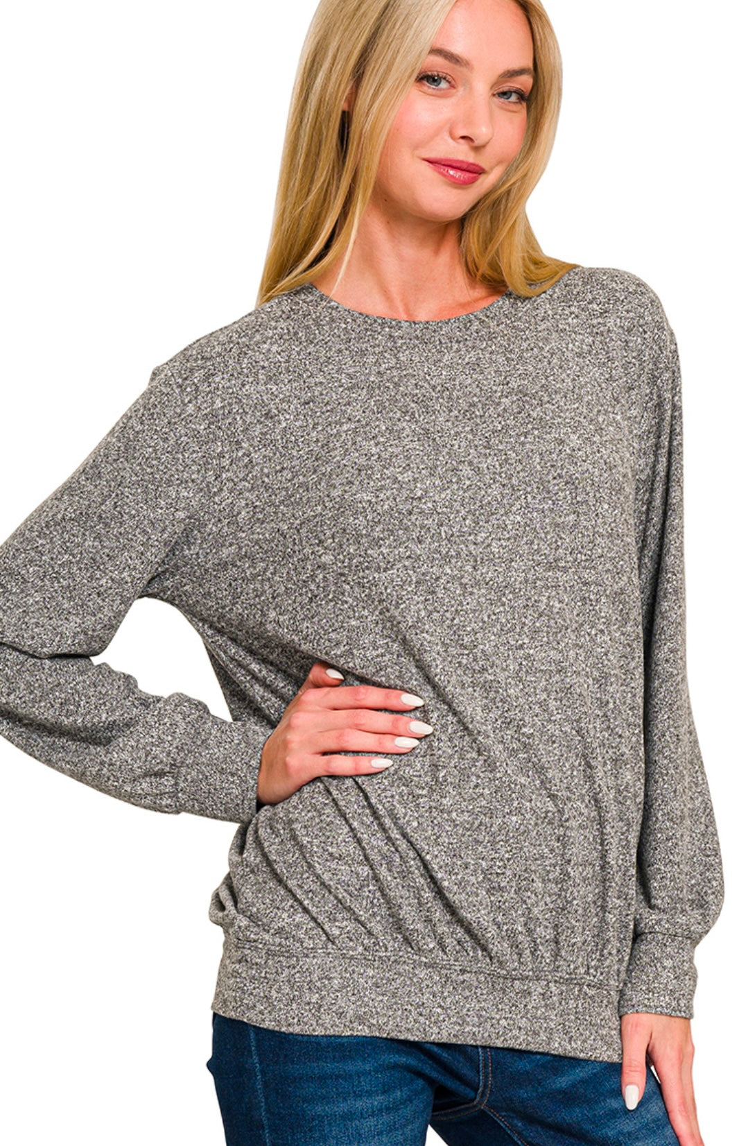 Melange Round Neck Long Sleeve