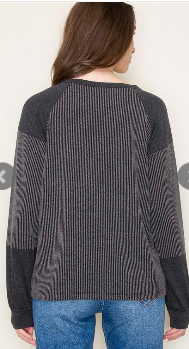 Charcoal Ribbed Longsleeve