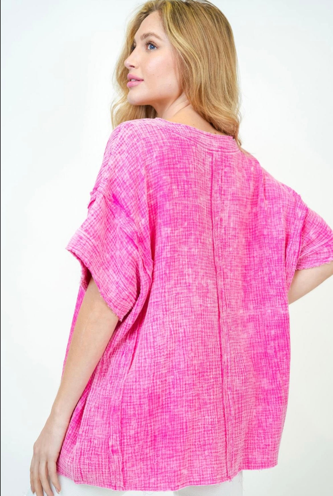 Pink Mineral Wash Gauze Top
