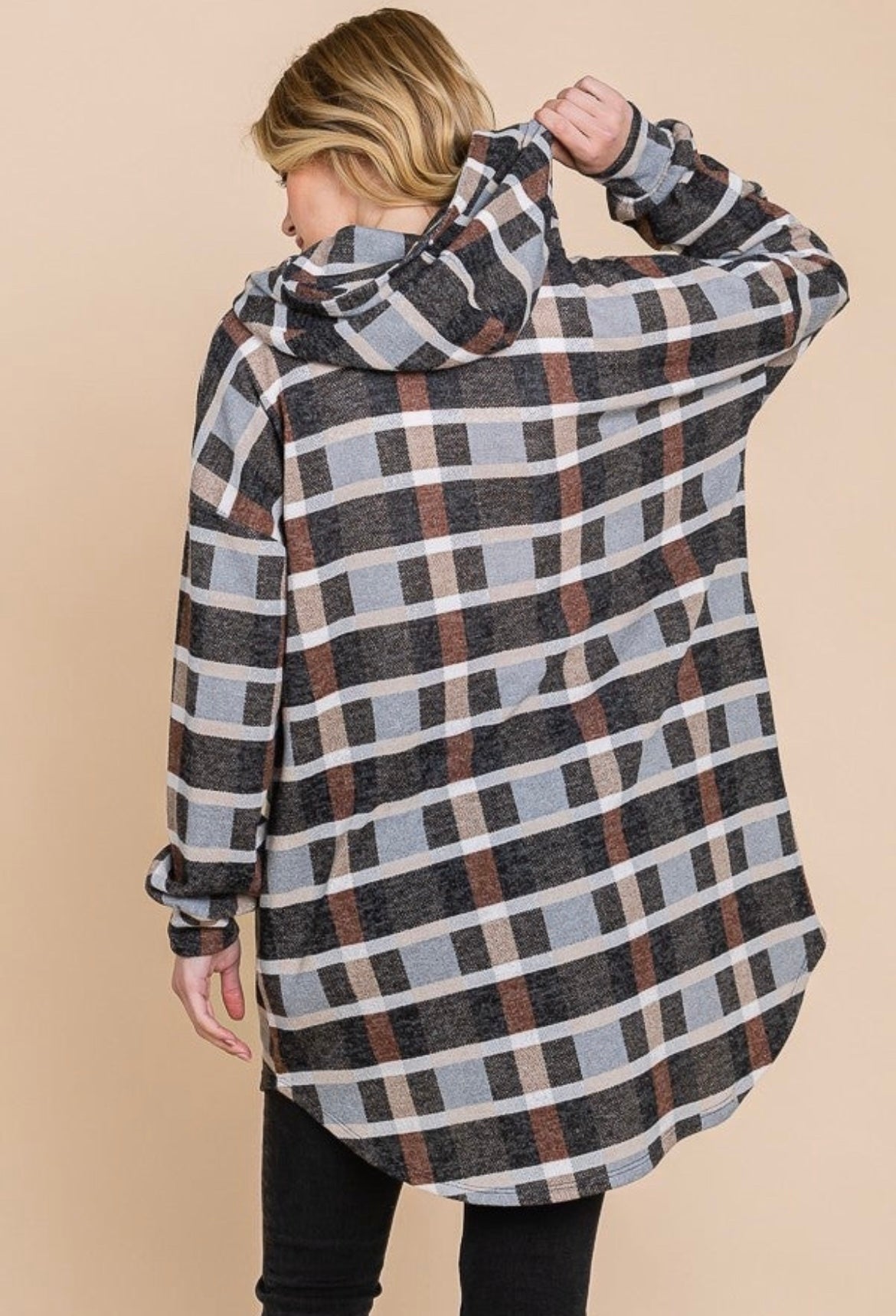 Mocha Plaid Long Button Up